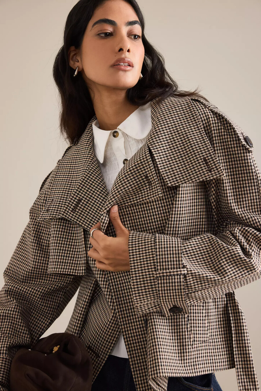 trench corto a quadri di anthropologie