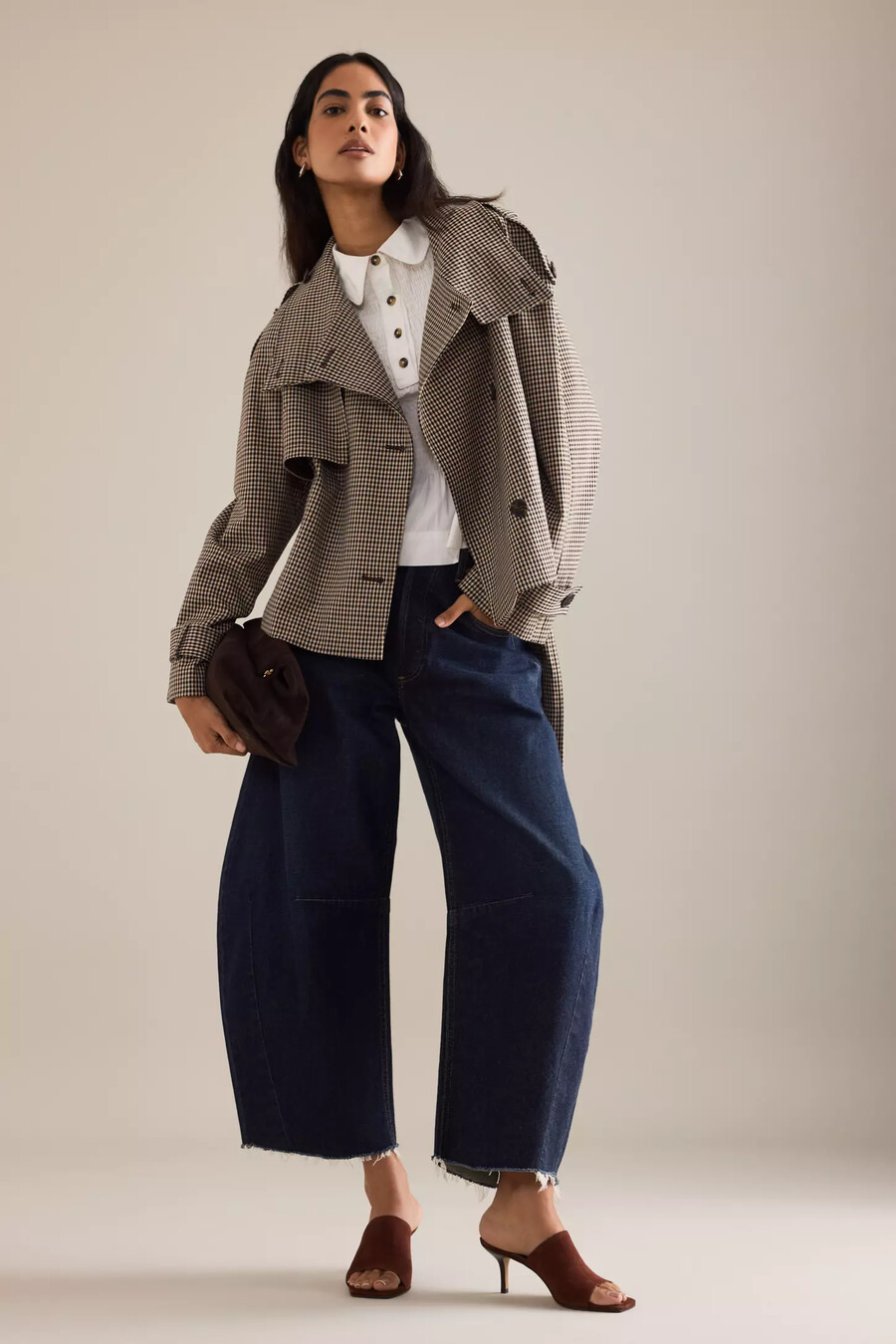 trench corto a quadri di anthropologie