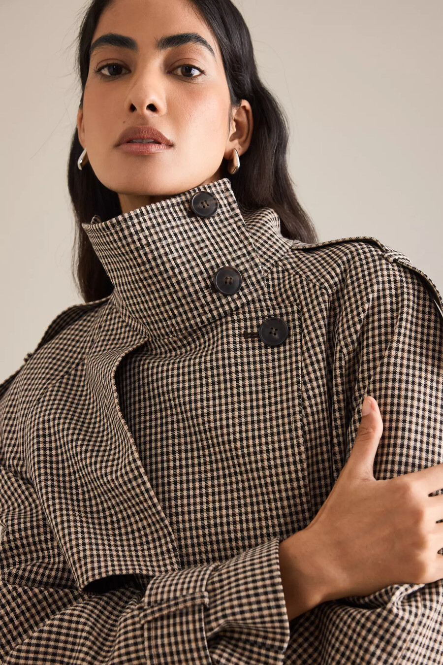 trench corto a quadri di anthropologie
