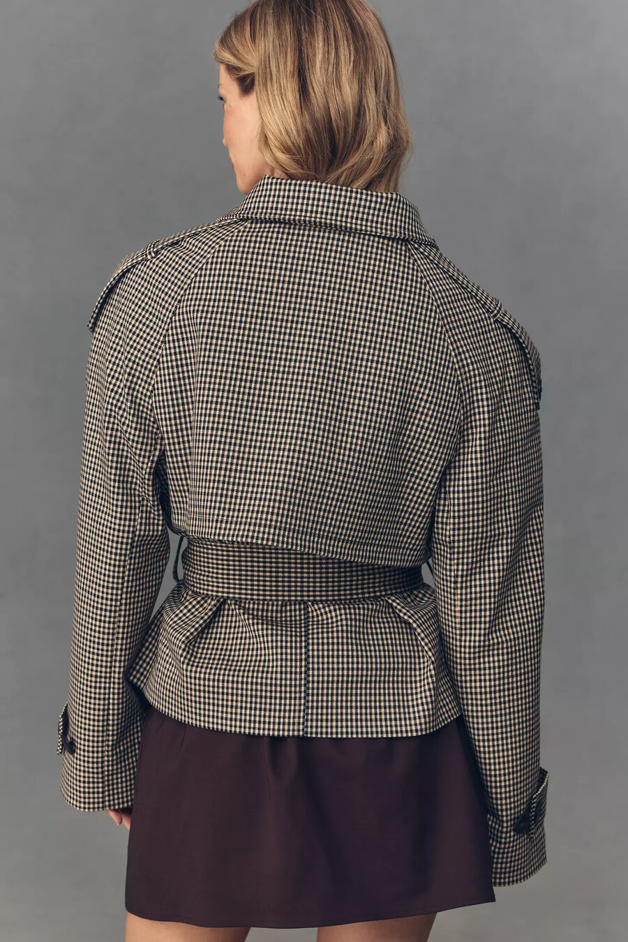 trench corto a quadri di anthropologie