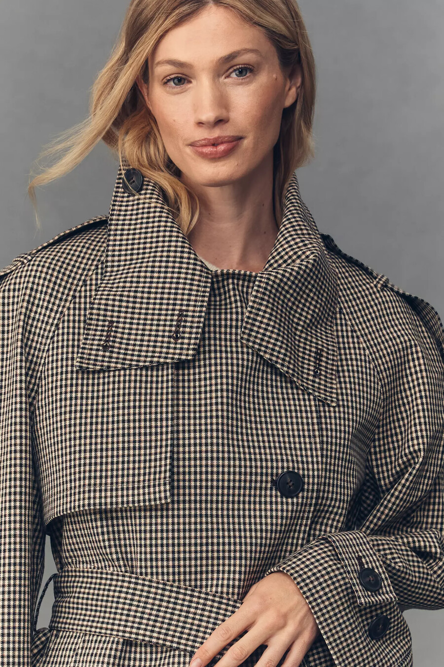 trench corto a quadri di anthropologie