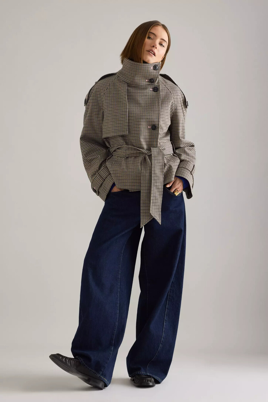 trench corto a quadri di anthropologie
