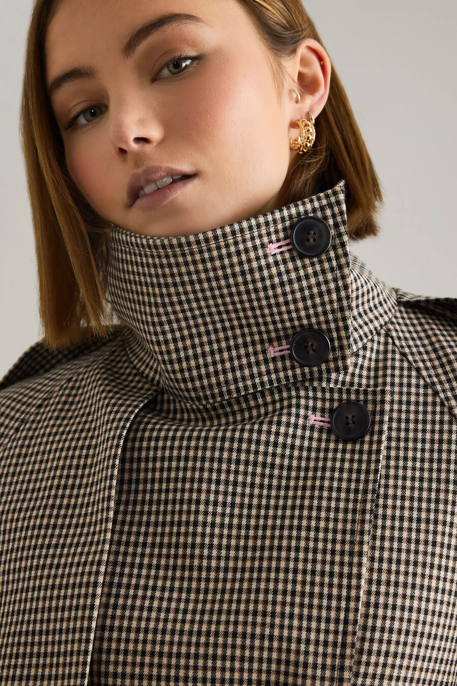 trench corto a quadri di anthropologie
