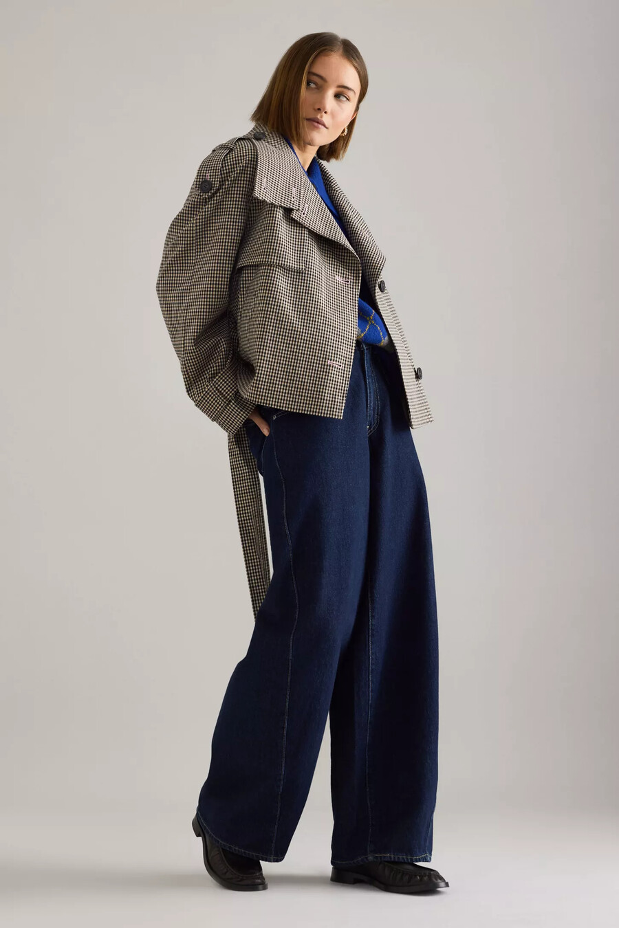 trench corto a quadri di anthropologie