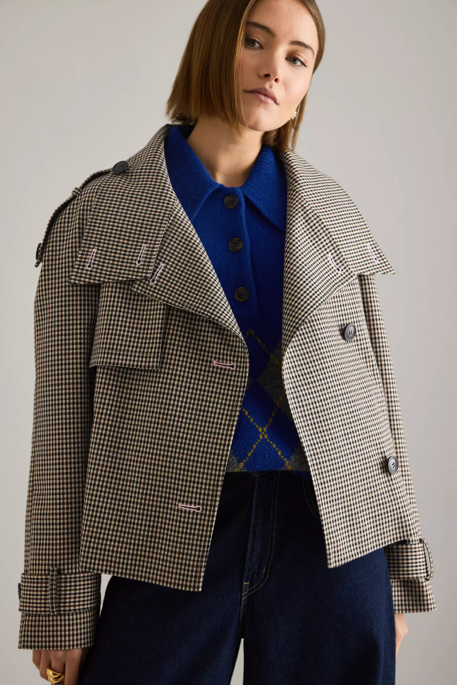trench corto a quadri di anthropologie