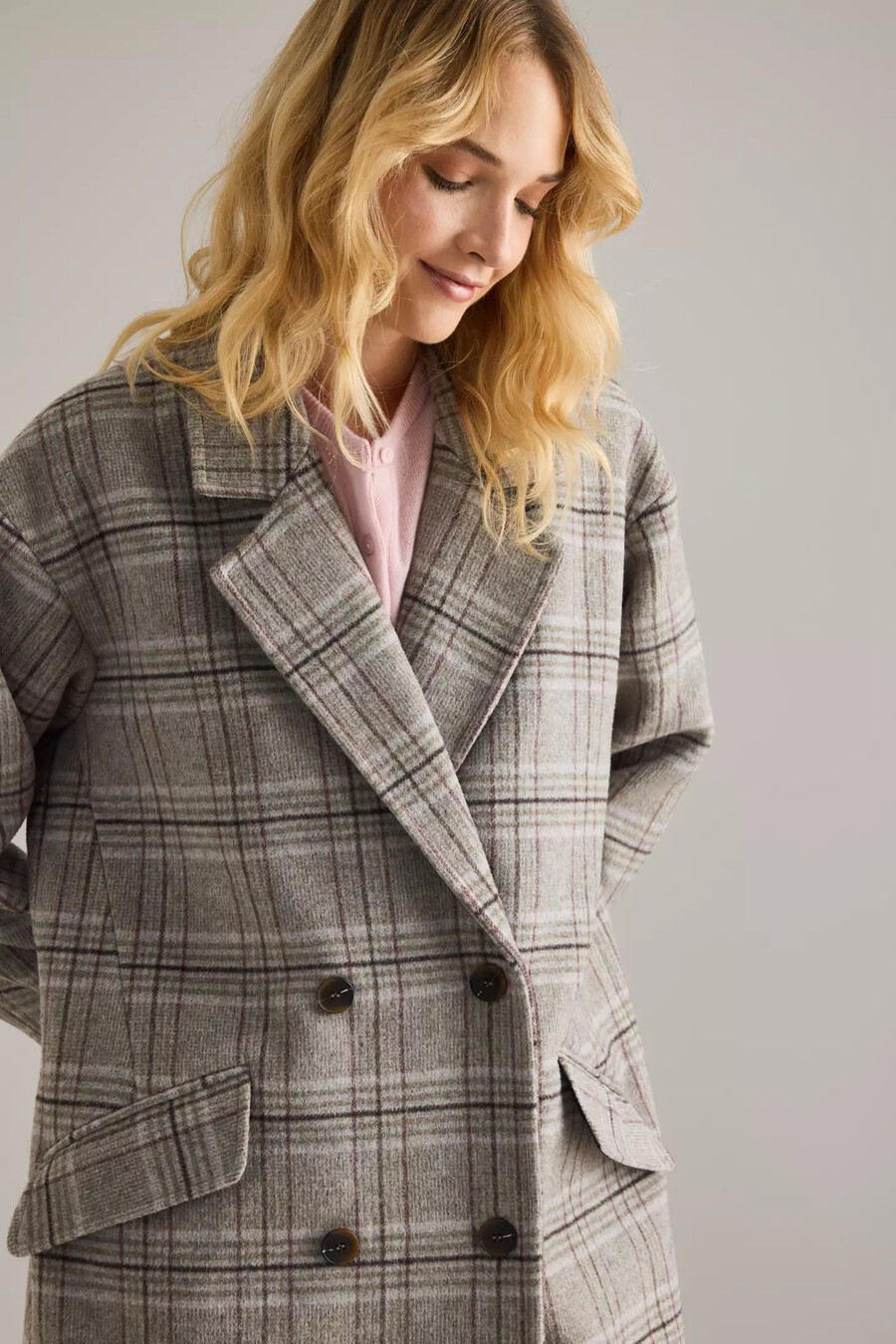 cappotto a quadri in misto lana harper selezionato