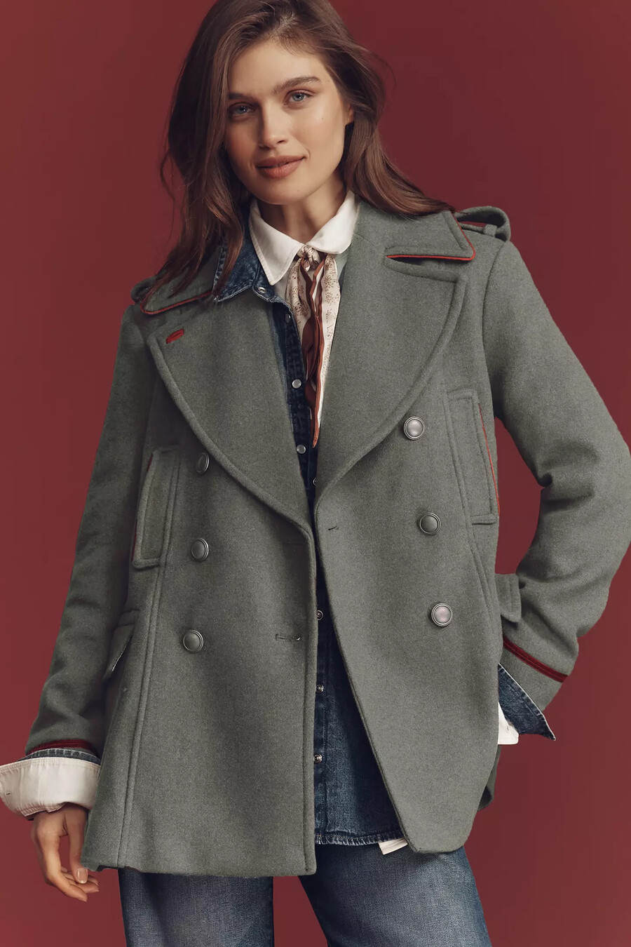 cappotto militare in misto lana di anthropologie