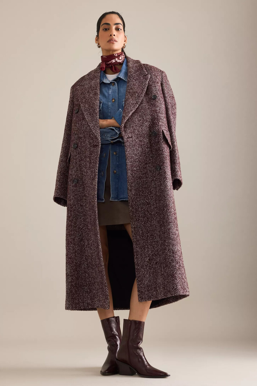 cappotto oversize a spina di pesce in misto lana di anthropologie