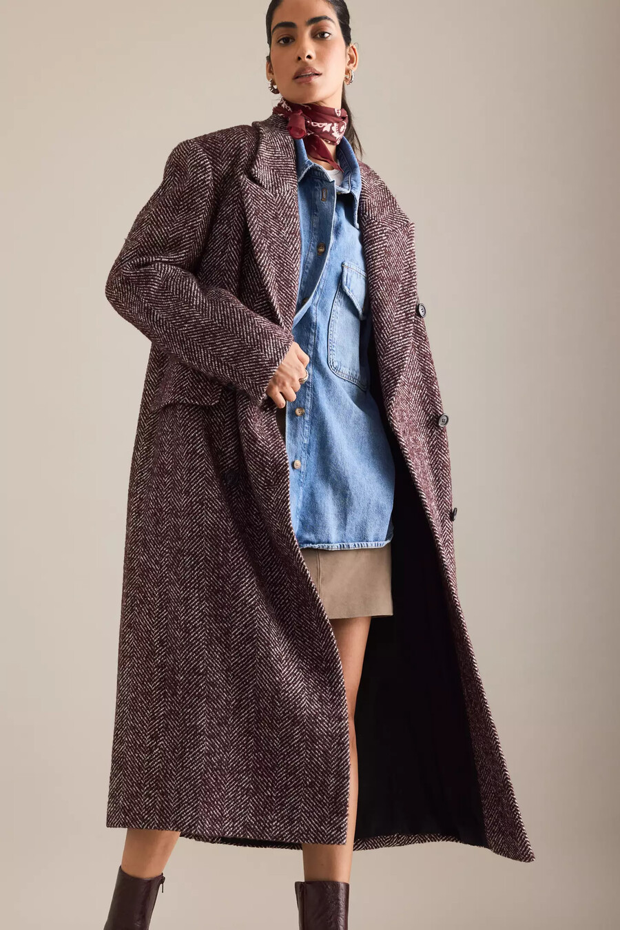 cappotto oversize a spina di pesce in misto lana di anthropologie