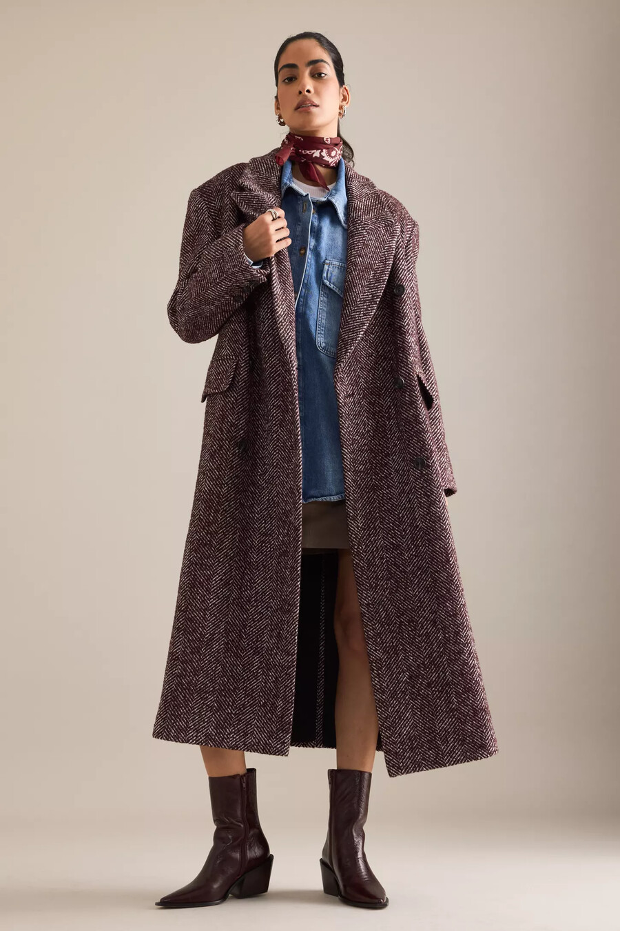 cappotto oversize a spina di pesce in misto lana di anthropologie