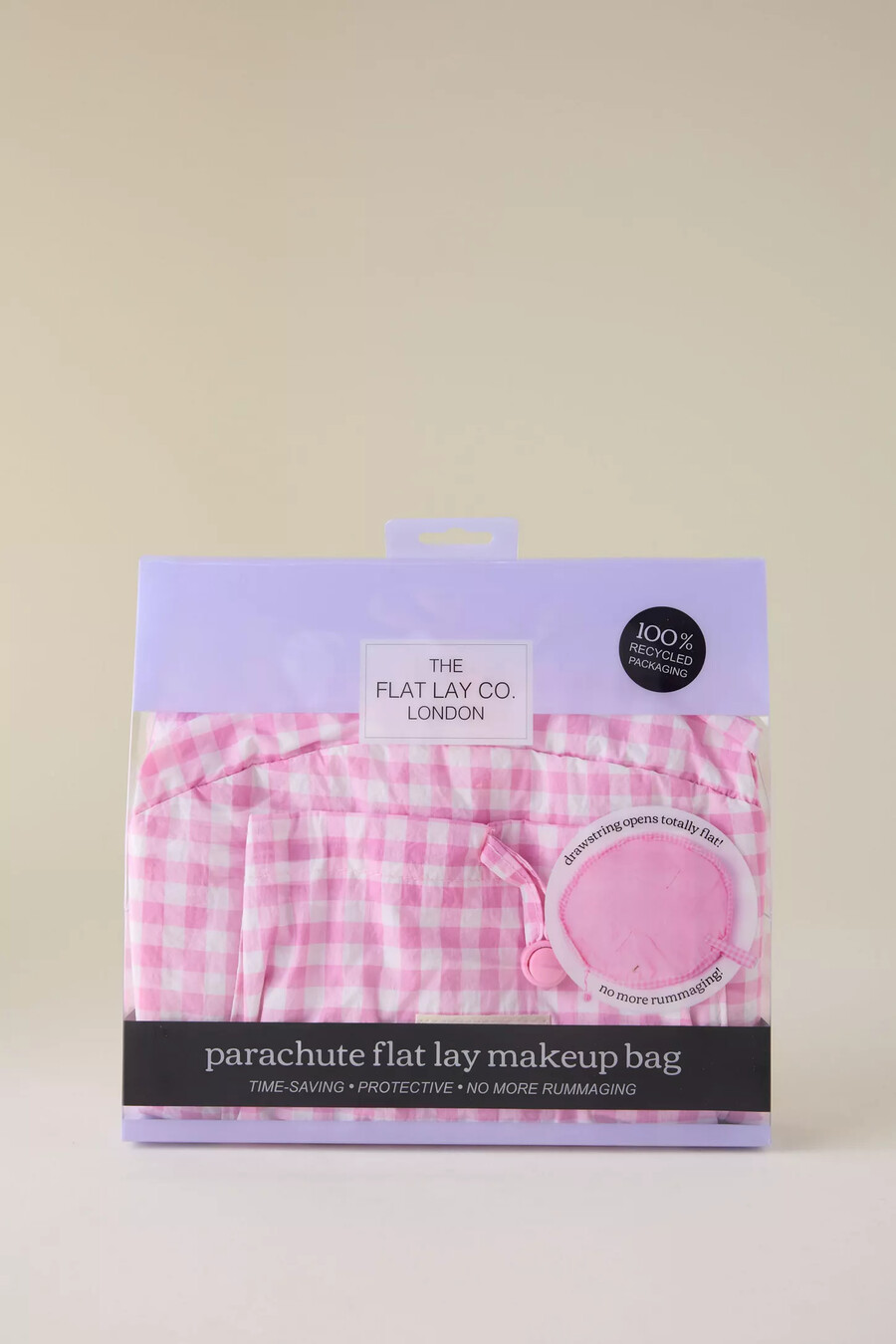 borsa per il trucco con coulisse parachute di the flat lay co.