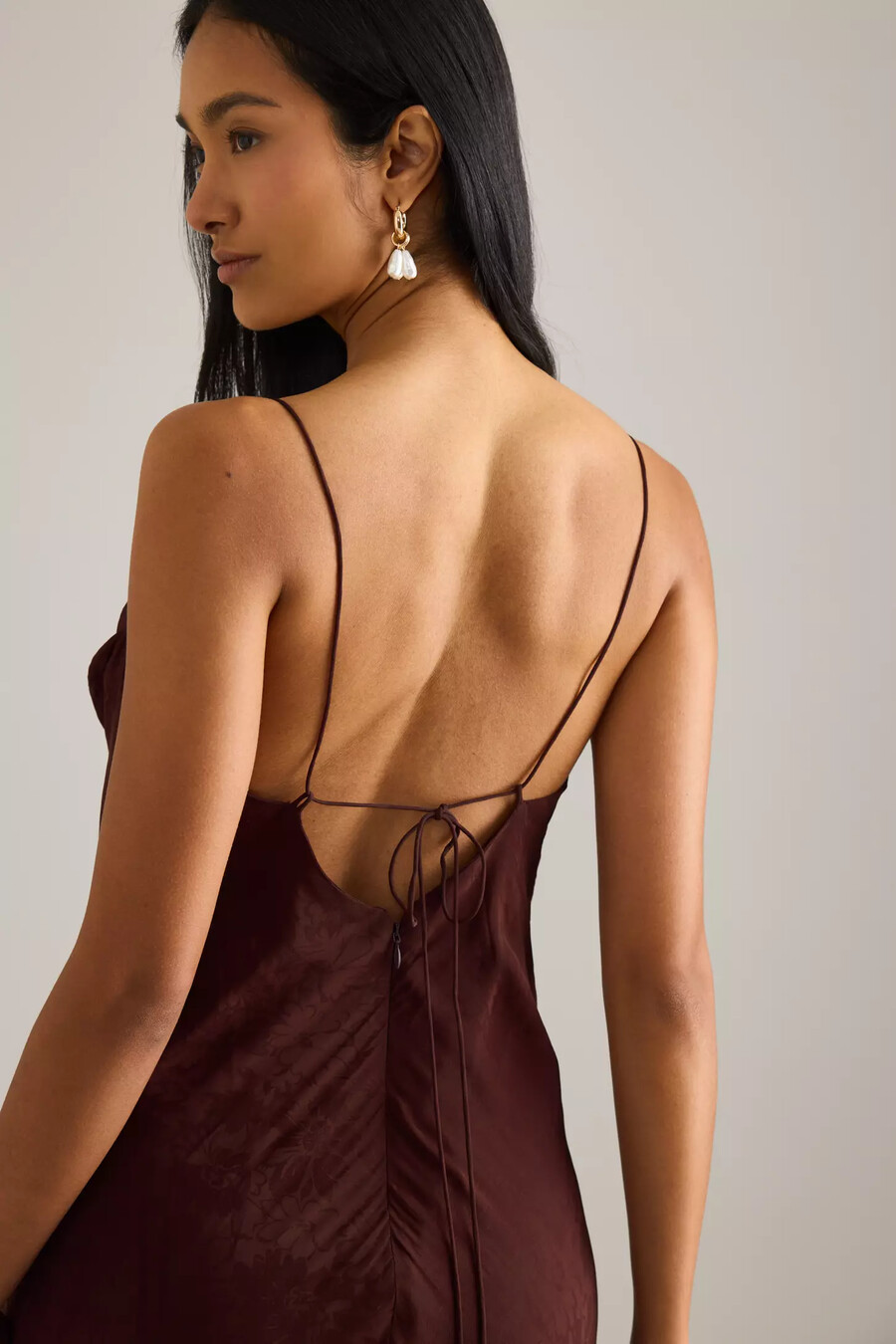 abito lungo da festa in raso jacquard di anthropologie