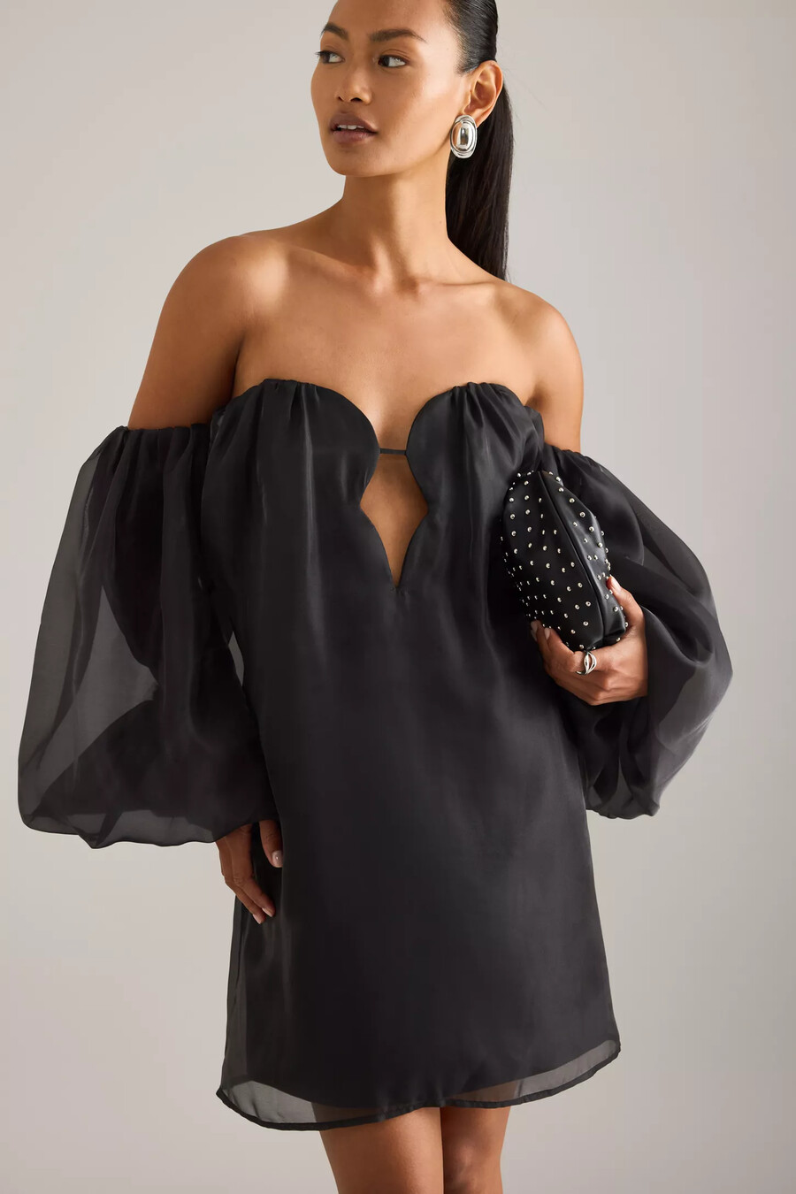 mini abito bardot freda volume con spalle scoperte