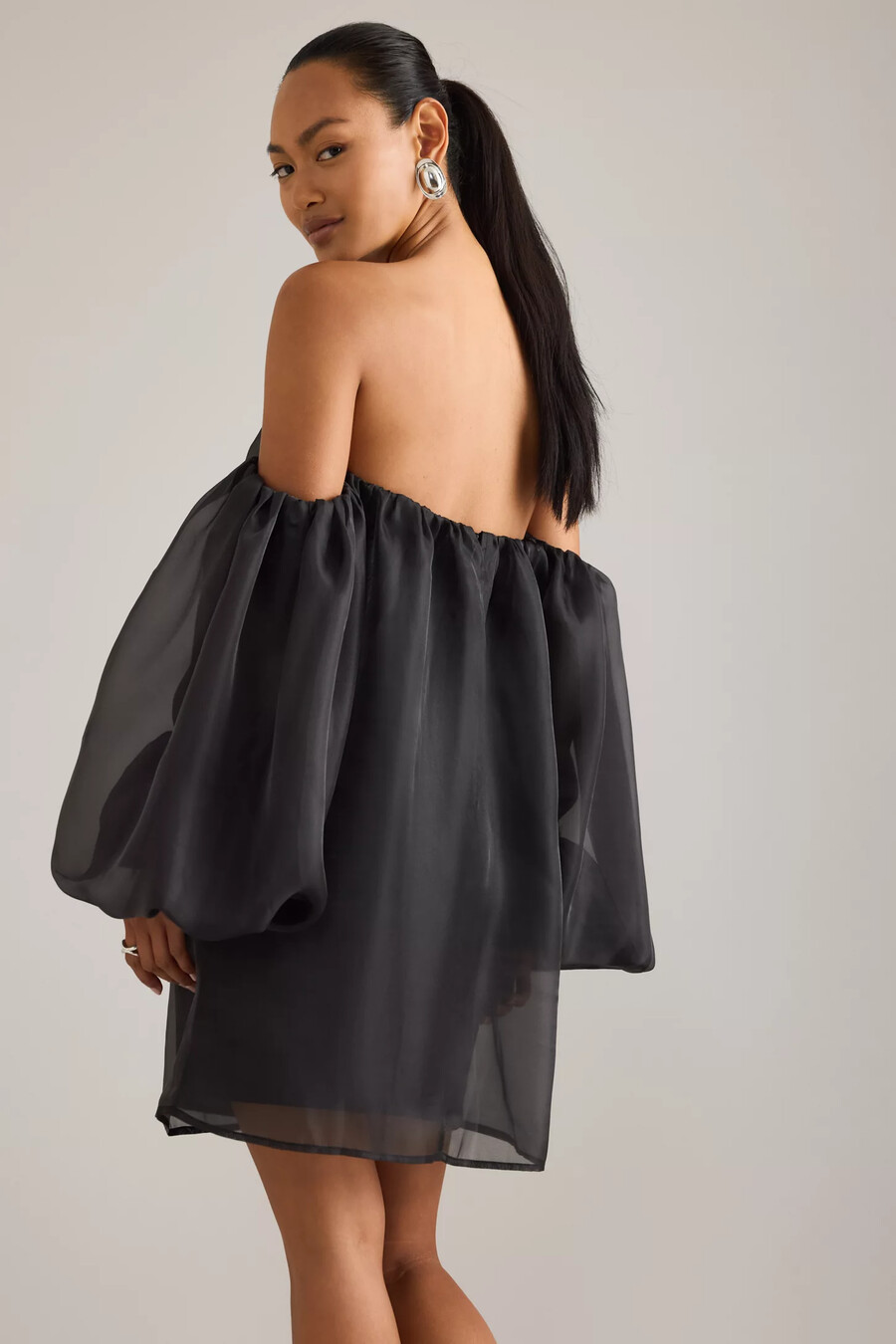mini abito bardot freda volume con spalle scoperte