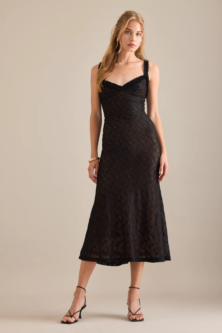 abito midi in pizzo bardot alegra