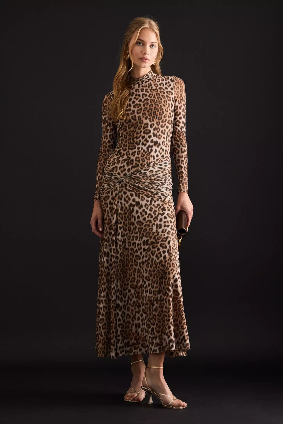 abito midi con stampa leopardata bardot lea