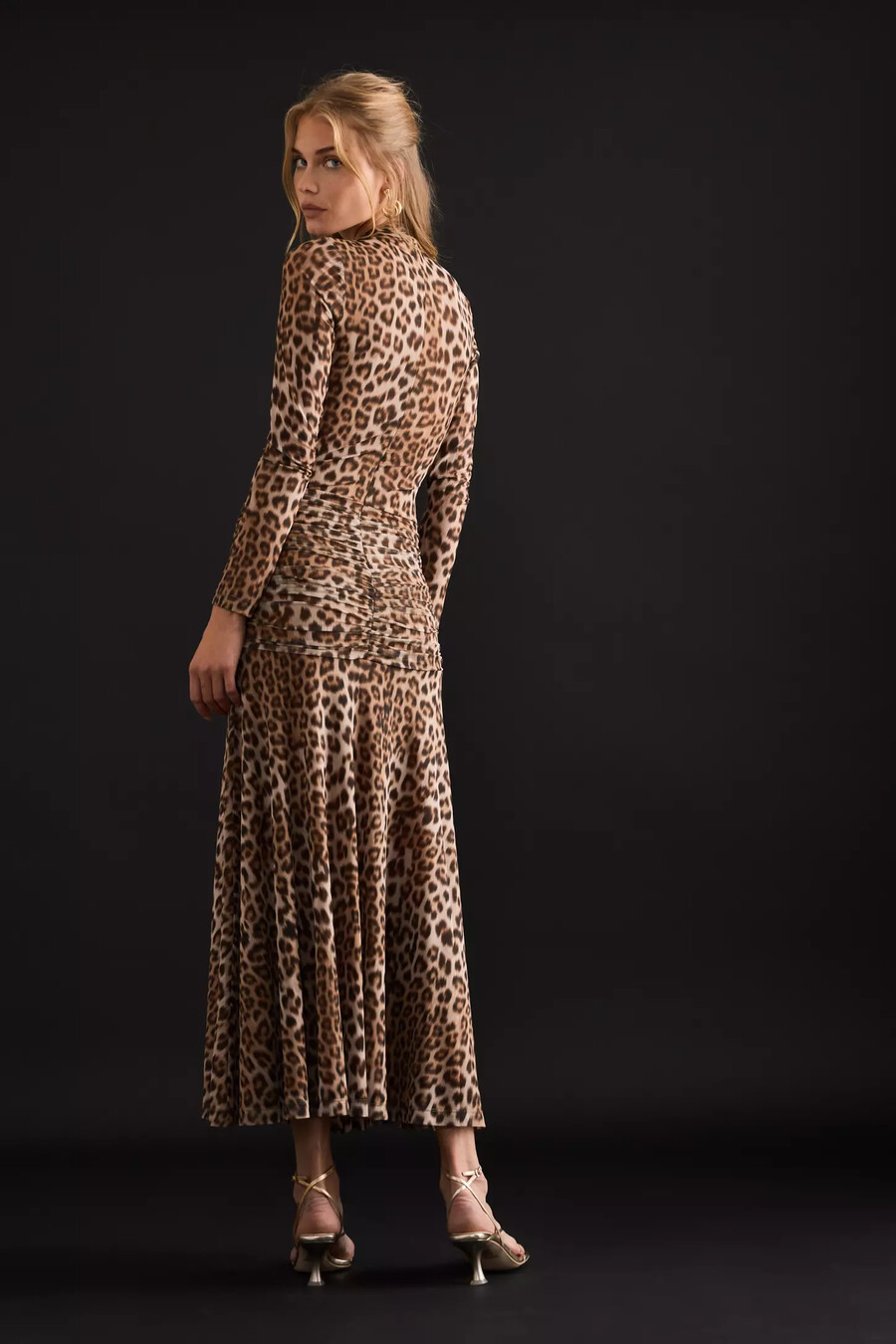 abito midi con stampa leopardata bardot lea