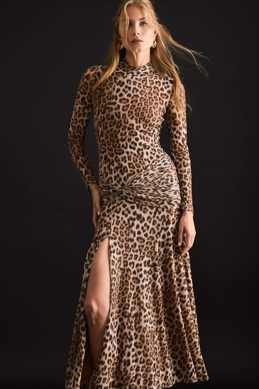 abito midi con stampa leopardata bardot lea