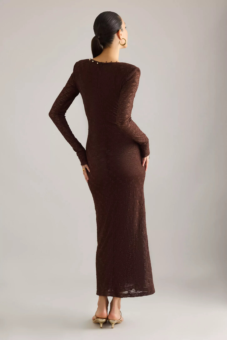 abito midi con bottoni in pizzo zenia bardot