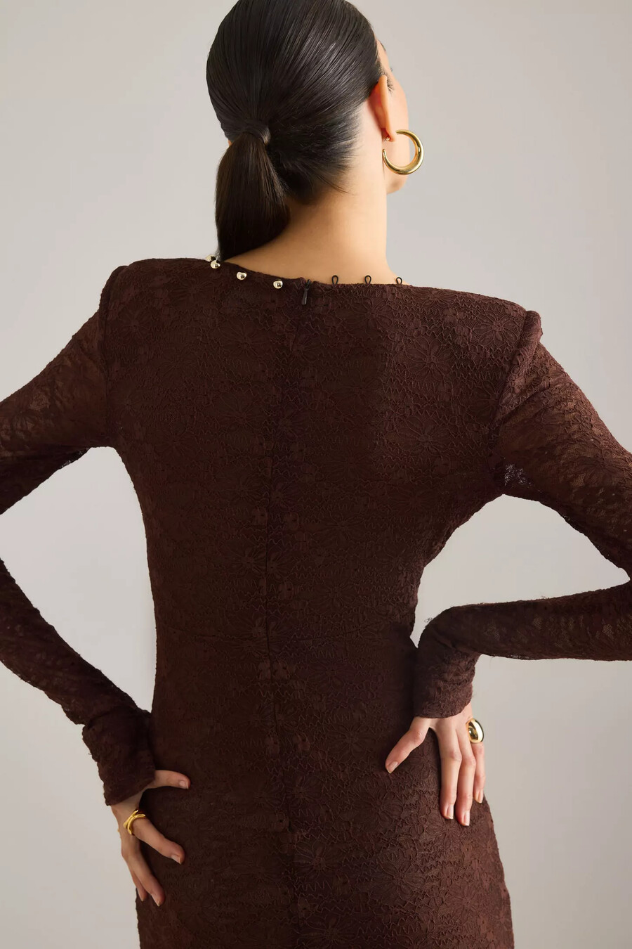 abito midi con bottoni in pizzo zenia bardot