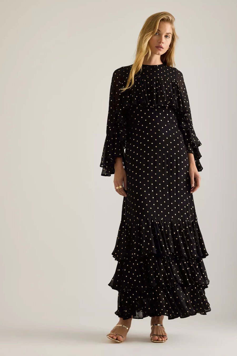 abito lungo a pois in lurex petula di queens of archive