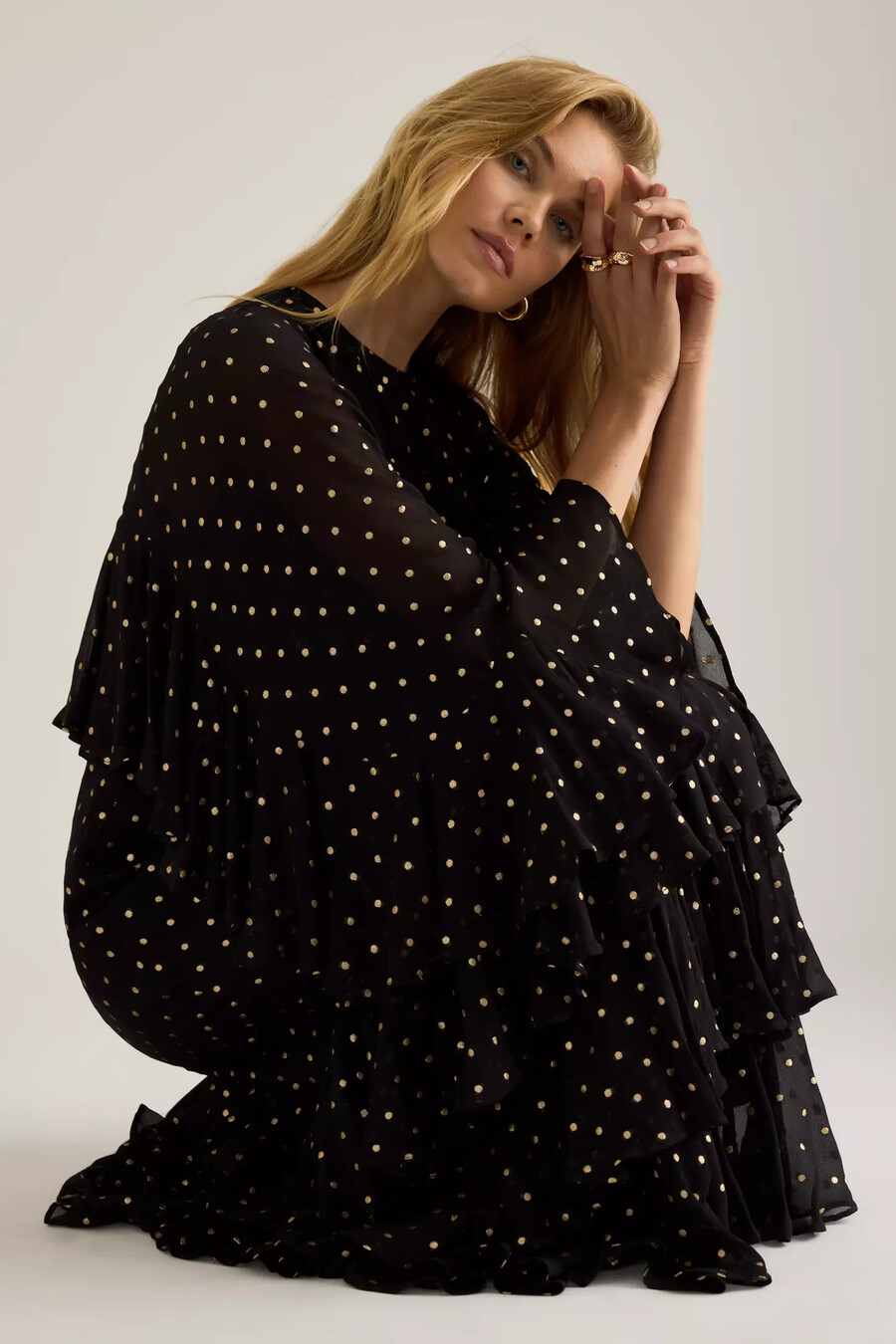 abito lungo a pois in lurex petula di queens of archive