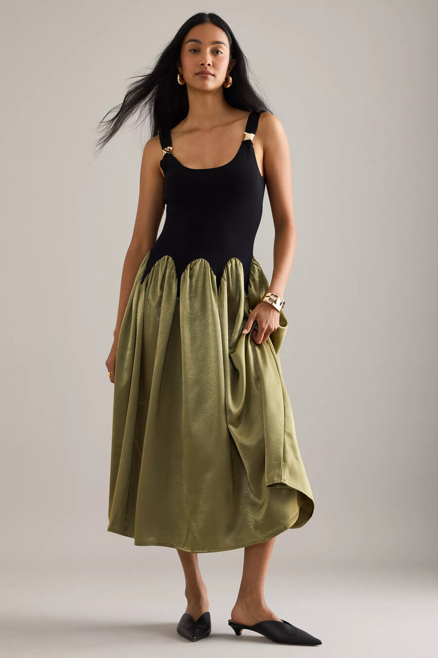 abito midi smerlato color block siempre hardware