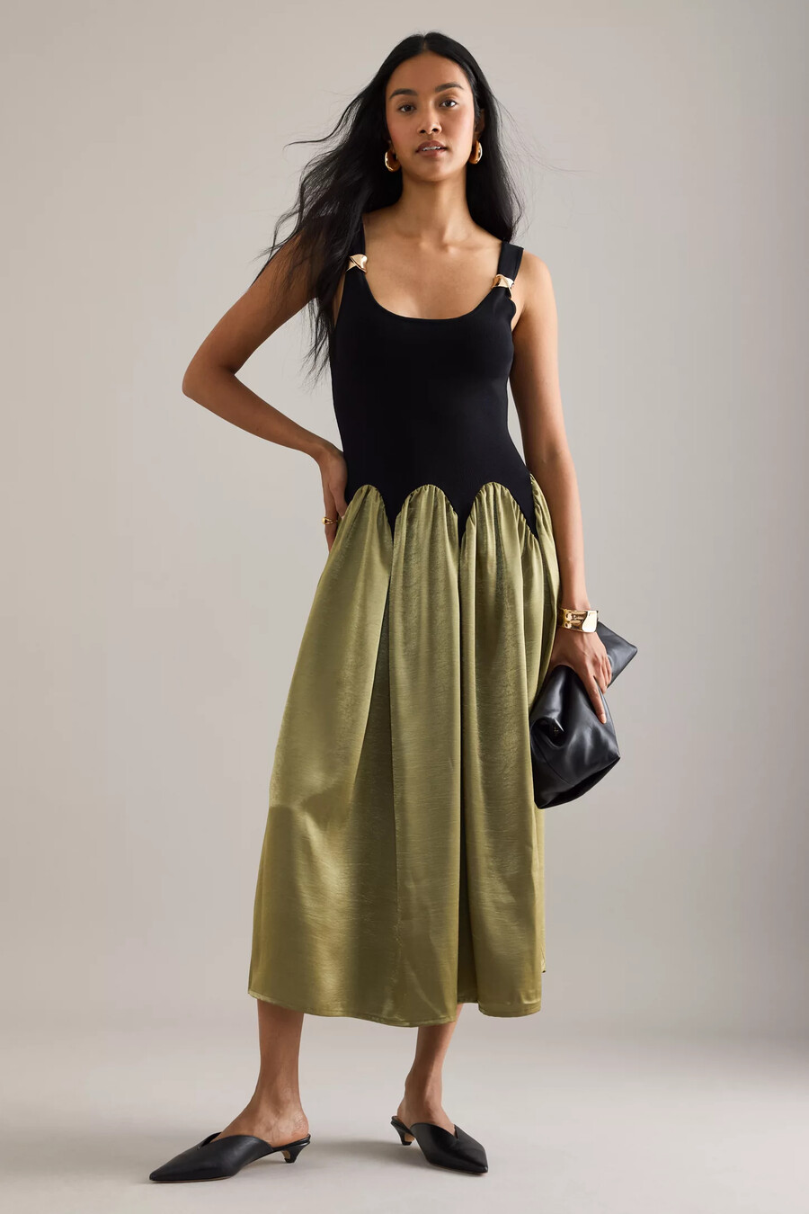 abito midi smerlato color block siempre hardware