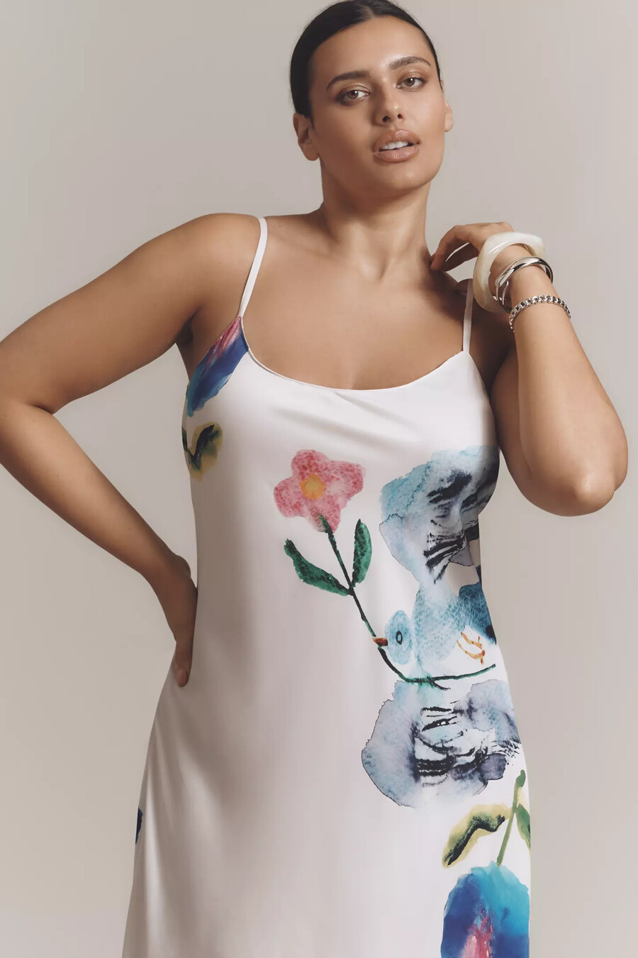 abito midi sottoveste stampato yumi kimura x lyrebird