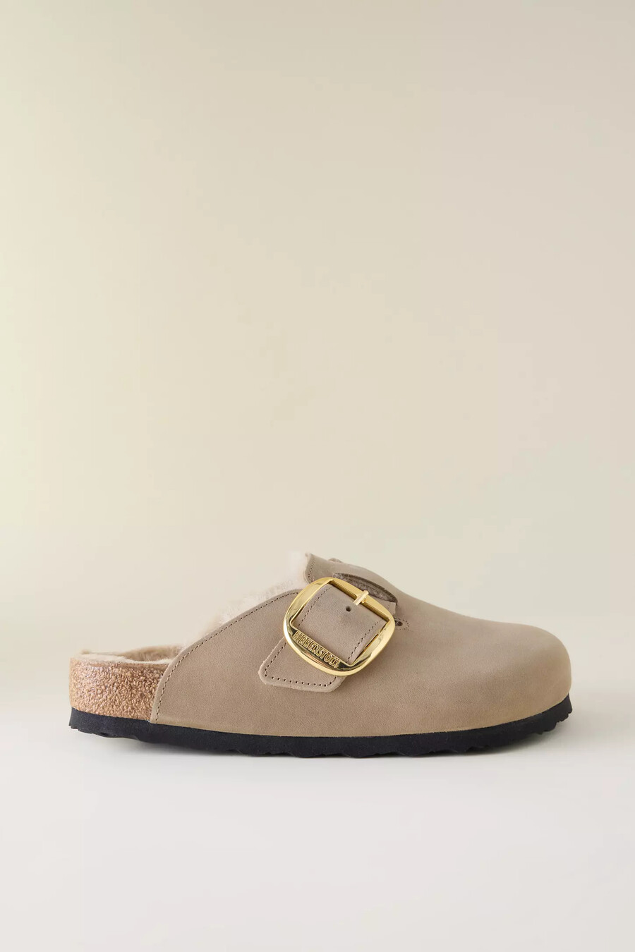 zoccoli in montone con fibbia grande birkenstock boston