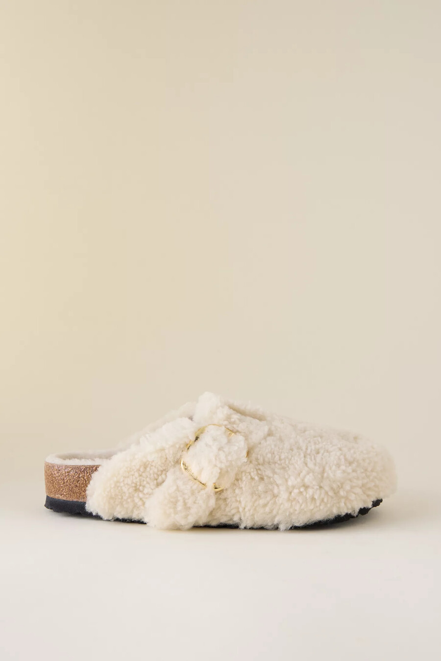 zoccoli in montone con fibbia grande birkenstock boston
