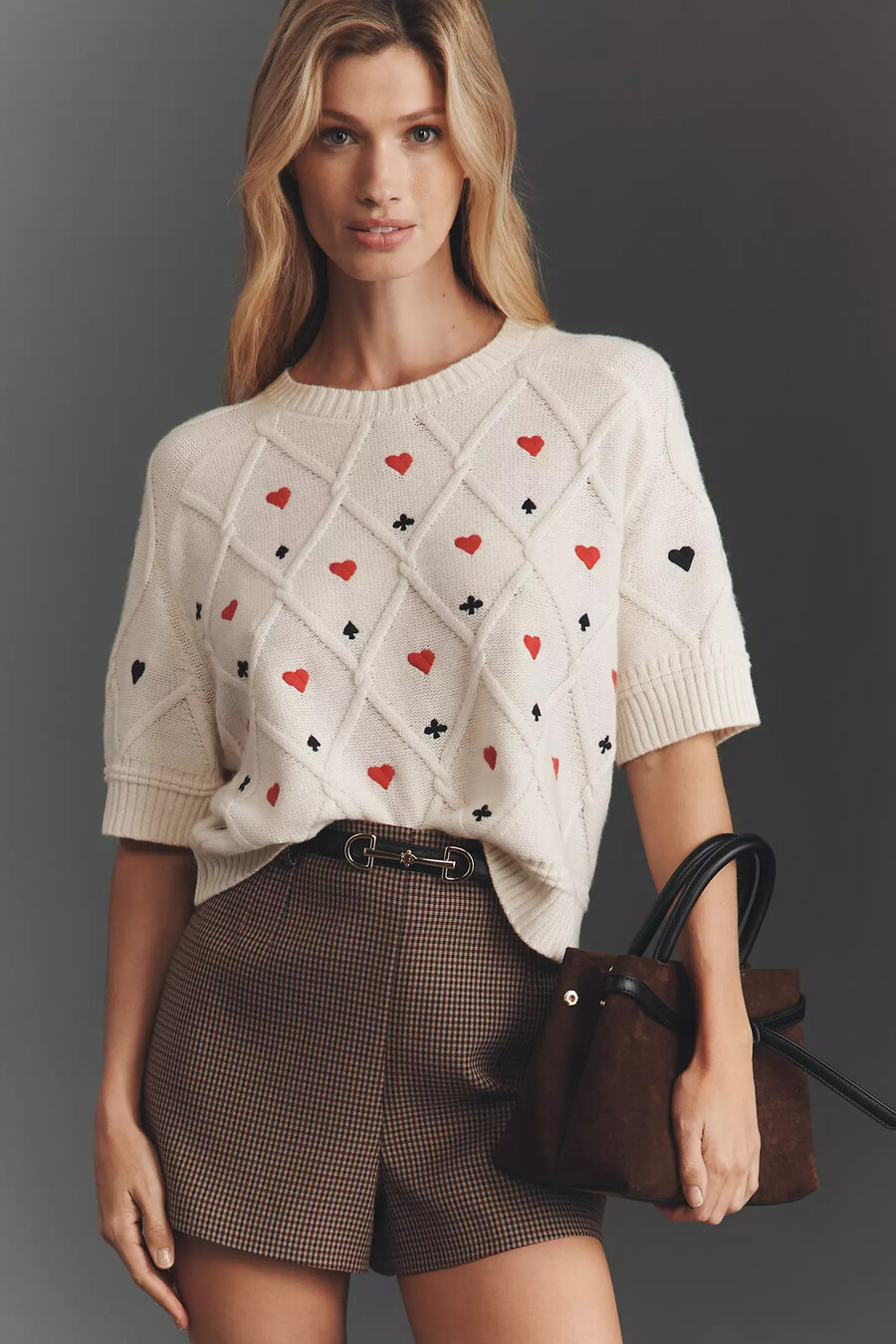 maglione grafico in misto lana maeve crop