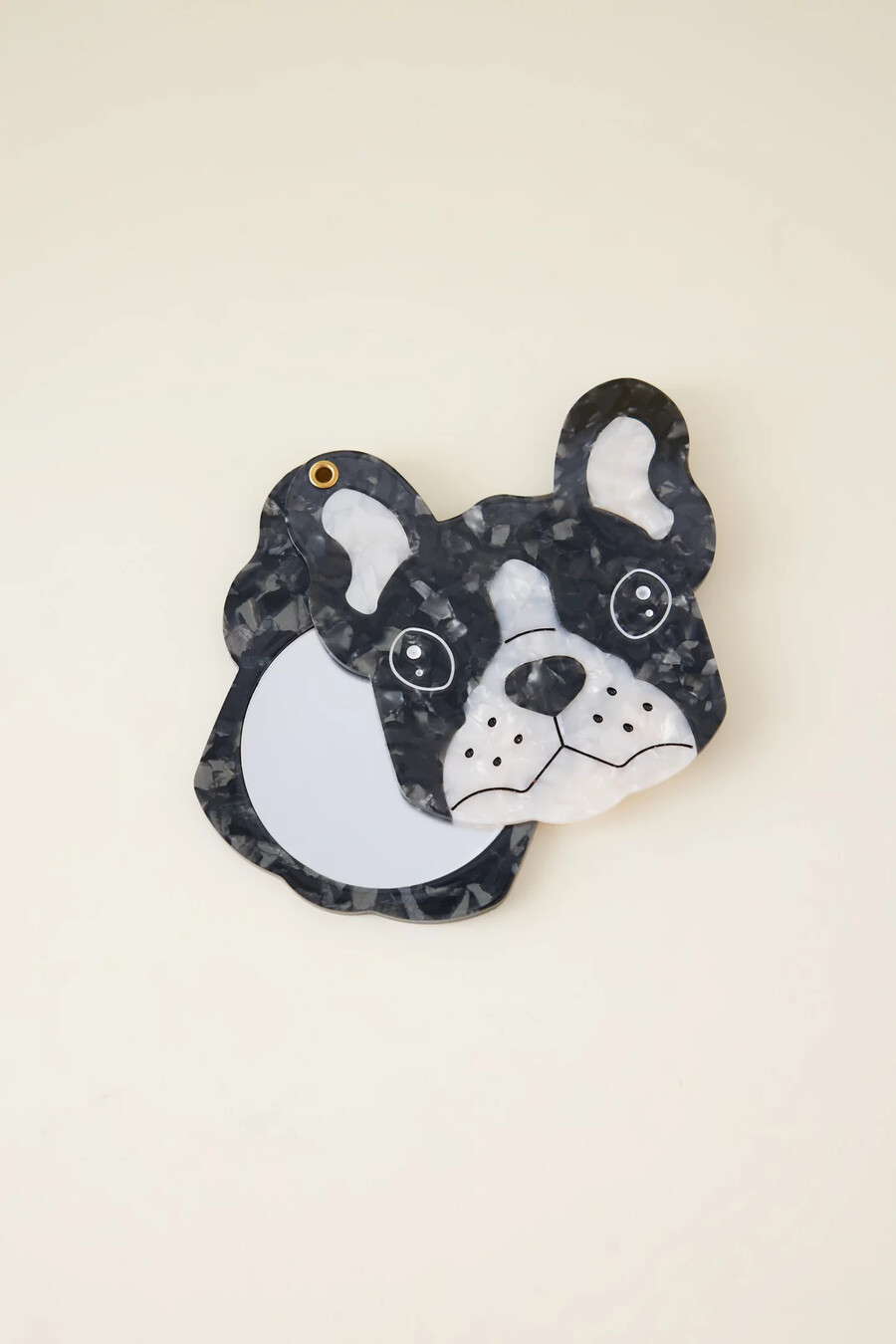specchio compatto per cani frenchie a forma di eclissi solare