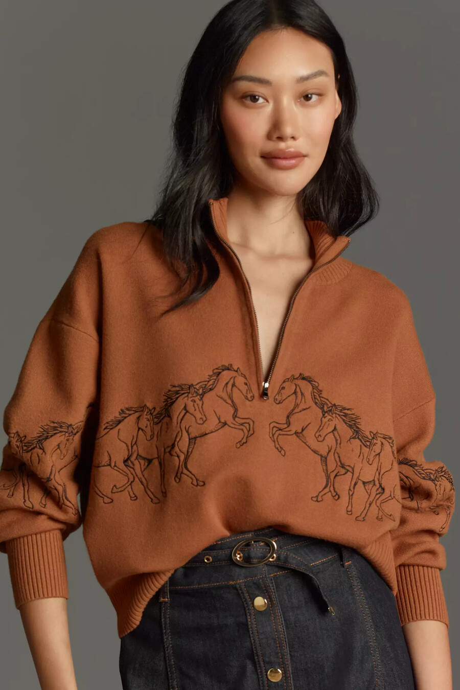 maglione maeve con collo alto e mezza zip