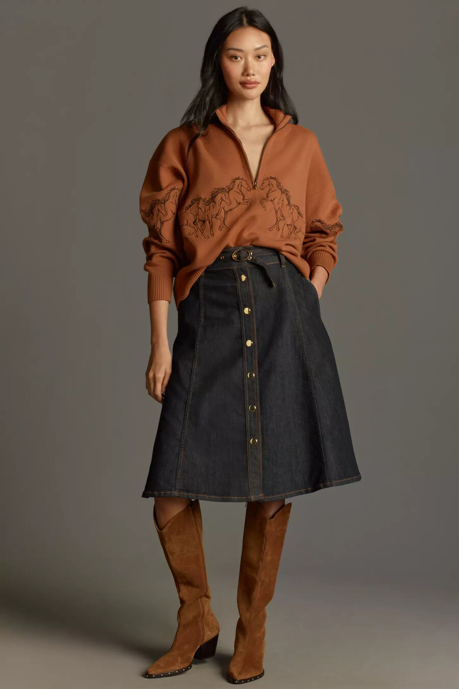 maglione maeve con collo alto e mezza zip