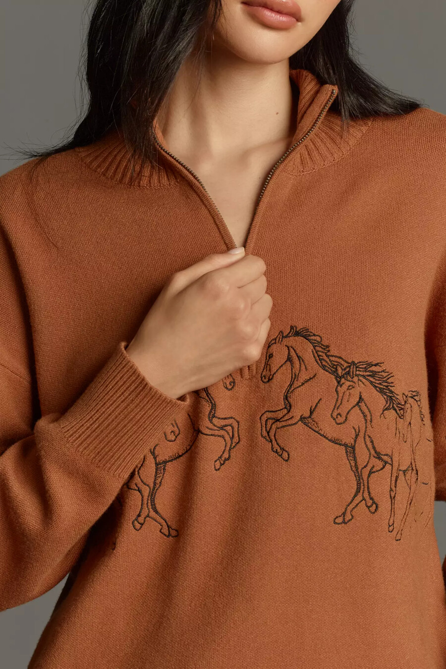 maglione maeve con collo alto e mezza zip