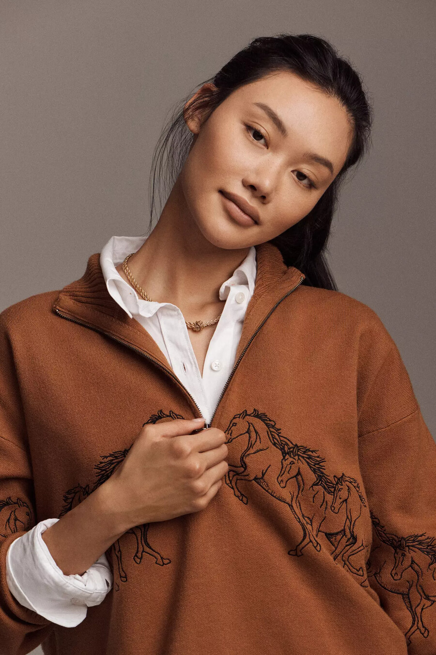 maglione maeve con collo alto e mezza zip