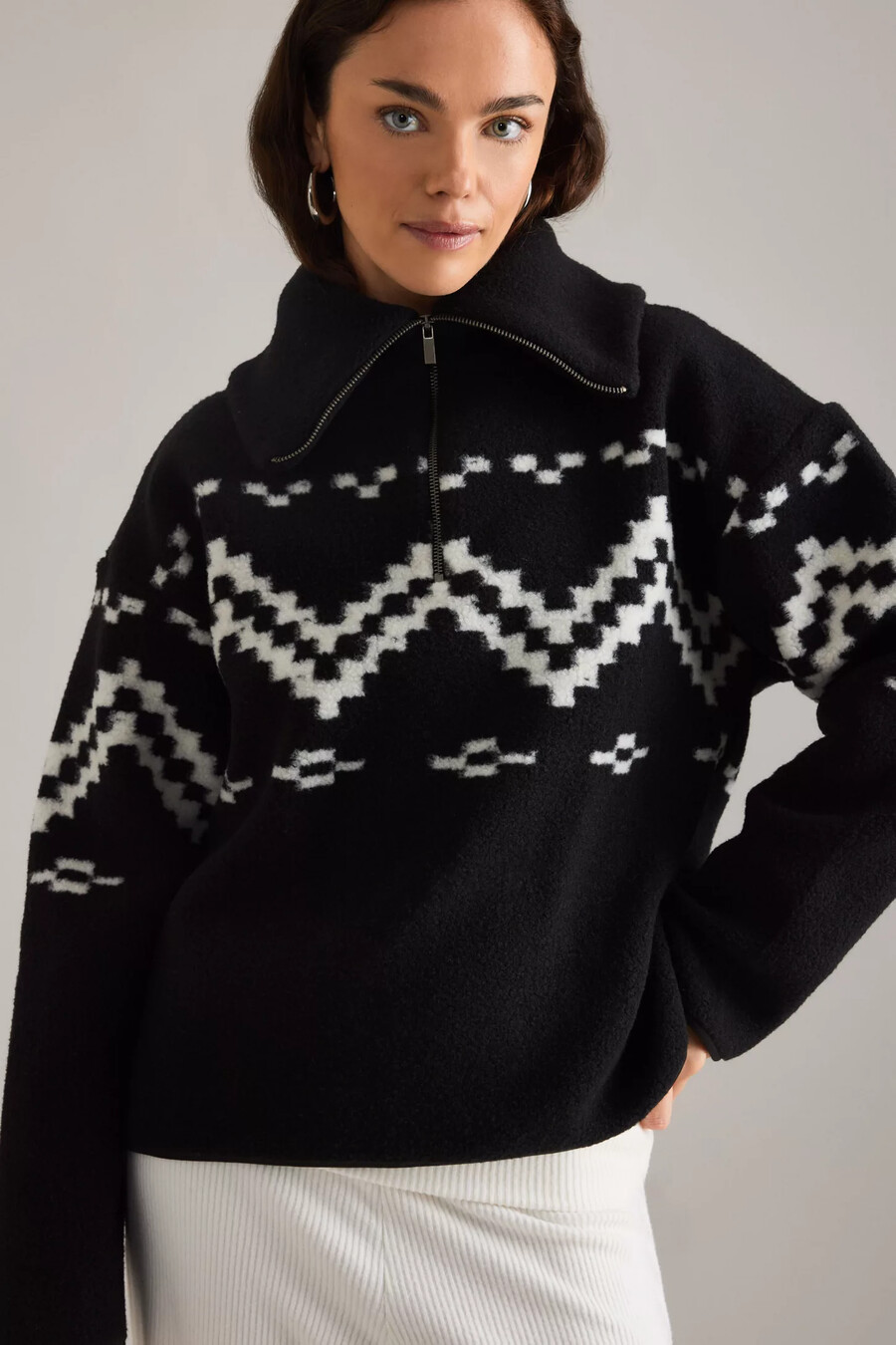 felpa con mezza zip dayna fairisle 4th reckless