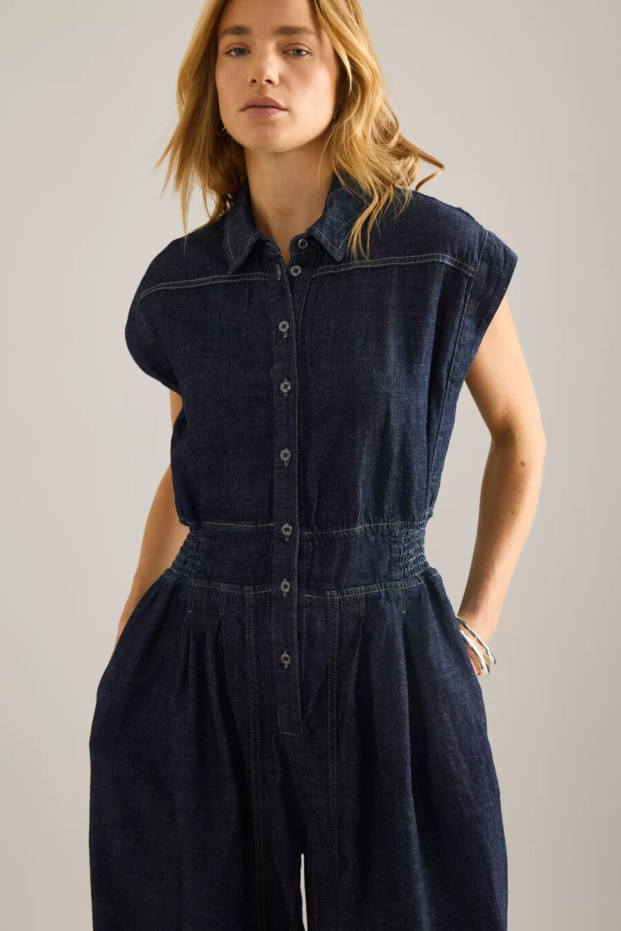 tuta a palloncino in denim di anthropologie