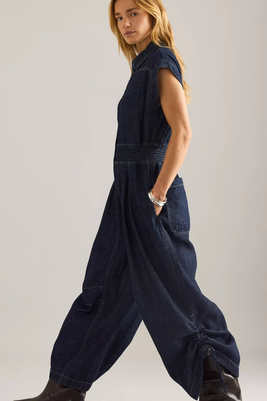 tuta a palloncino in denim di anthropologie