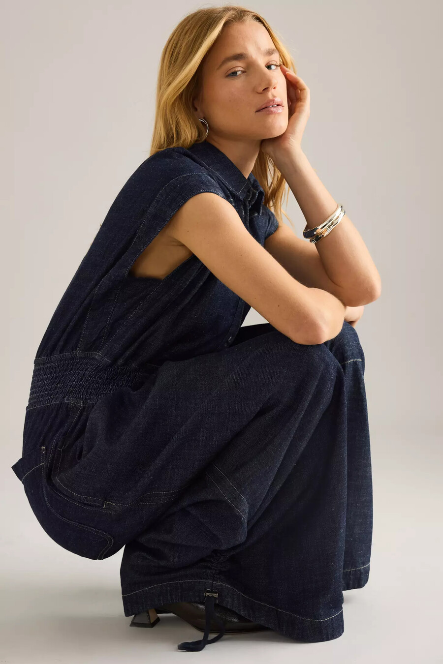 tuta a palloncino in denim di anthropologie