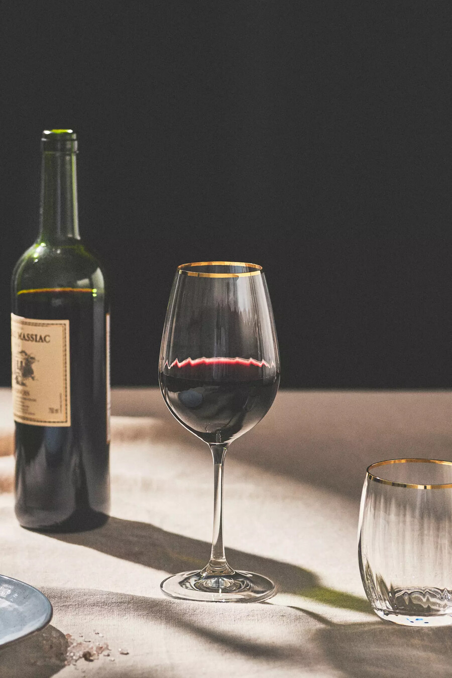 set di 4 bicchieri da vino senza stelo a cascata