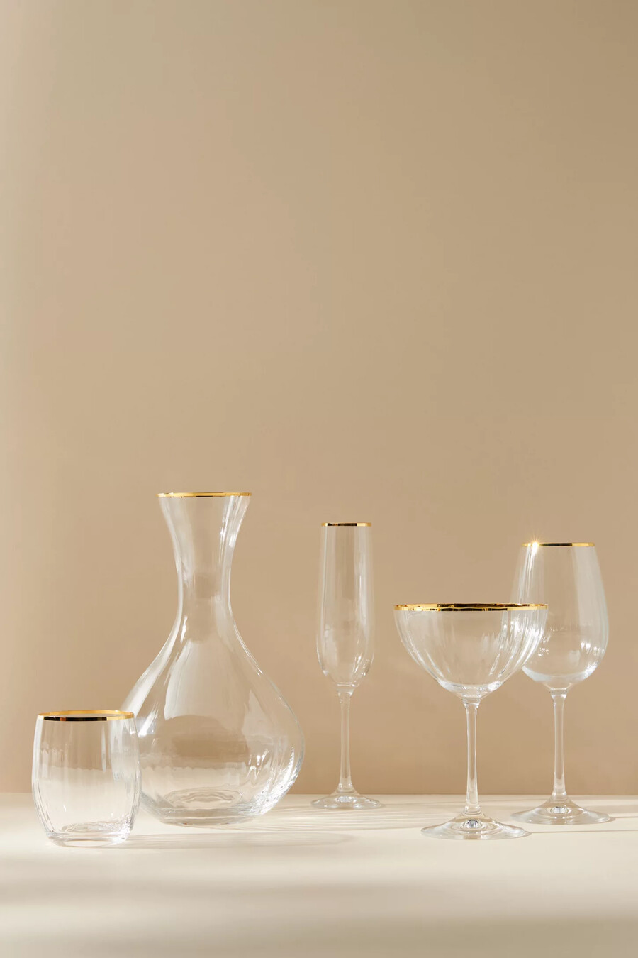 set di 4 bicchieri da vino senza stelo a cascata