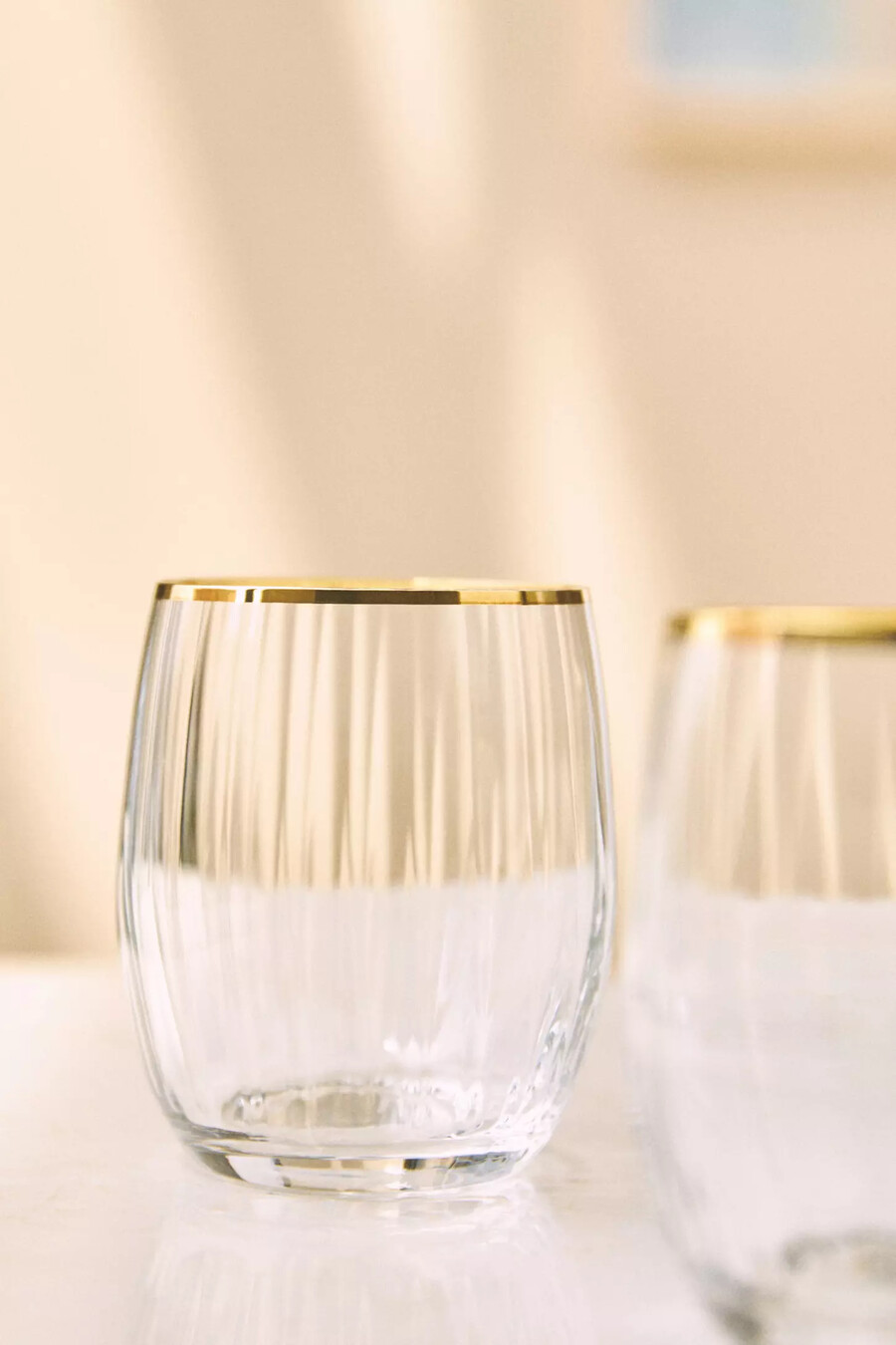 set di 4 bicchieri da vino senza stelo a cascata