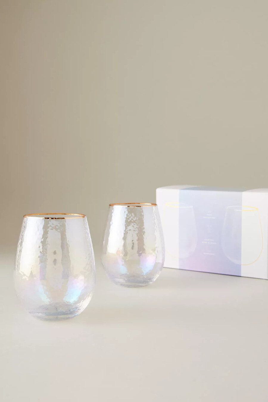 bicchieri da vino senza stelo zaza lustered set da 2