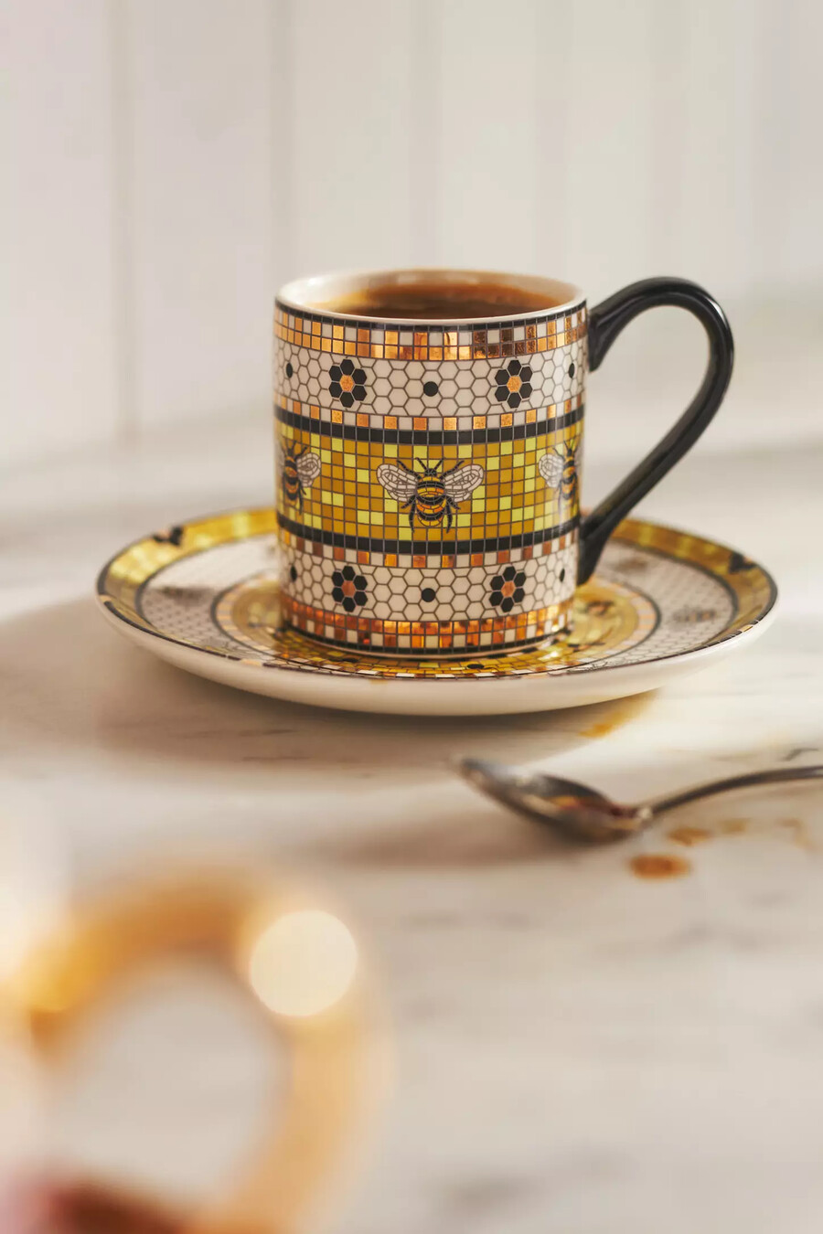 tazza da caffè espresso e piattino in gres porcellanato the bistro tile garden edition