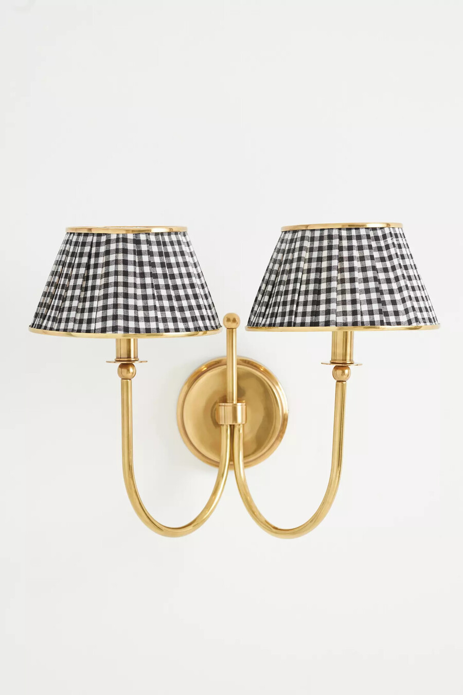 lampada da parete doppia in ottone con paralume stampato articolato lee ruched