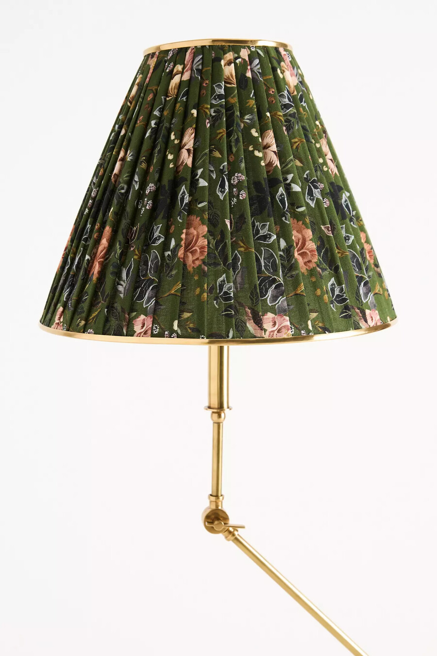 lampada da terra in ottone con paralume stampato articolato lee ruched