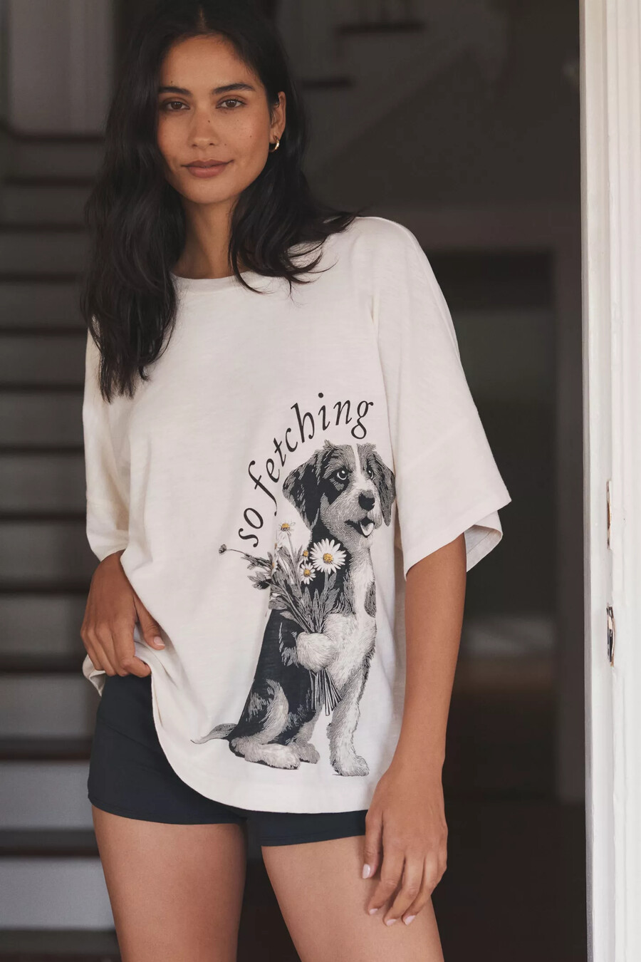 maglietta da notte oversize con grafica lyrebird