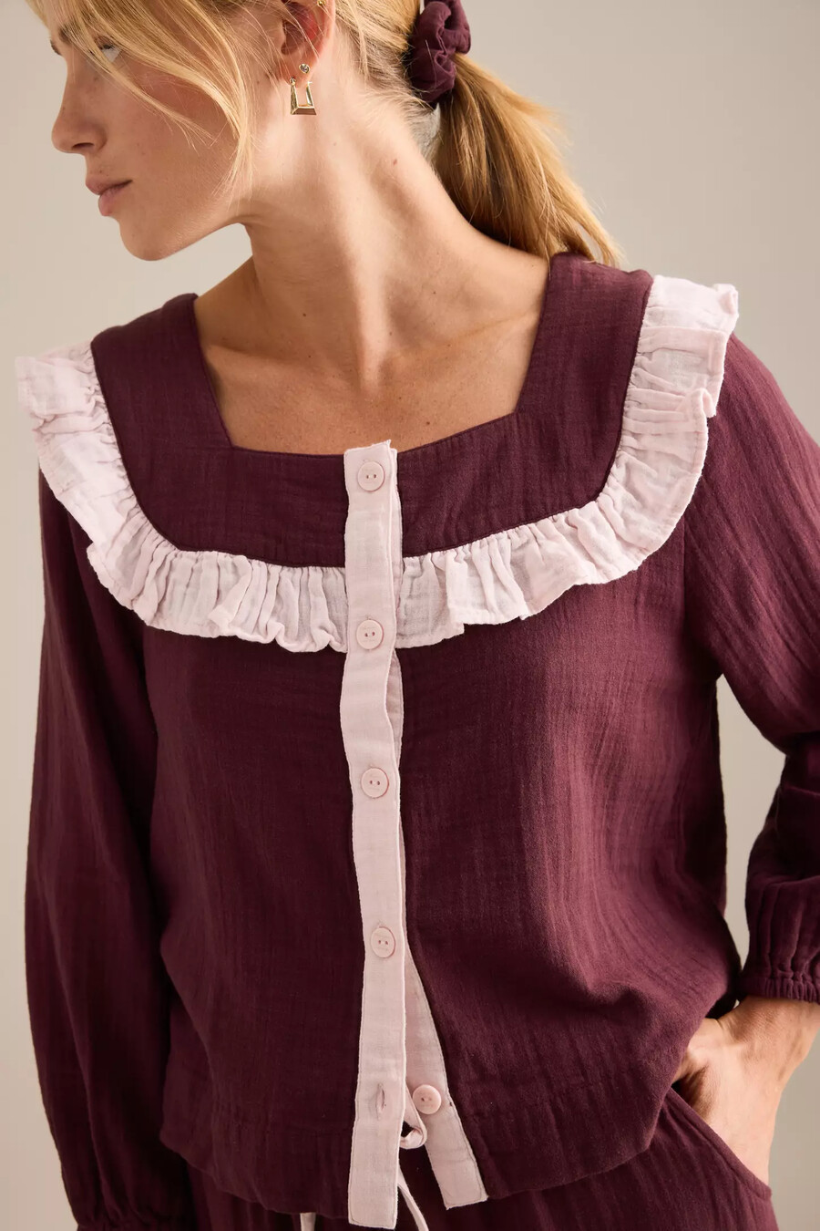set pigiama tbco in cotone con volant lungo